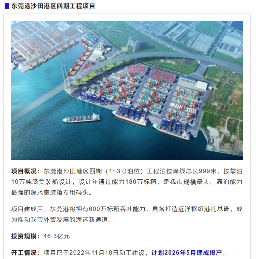 投資46.3億元，東莞港四期工程動工！